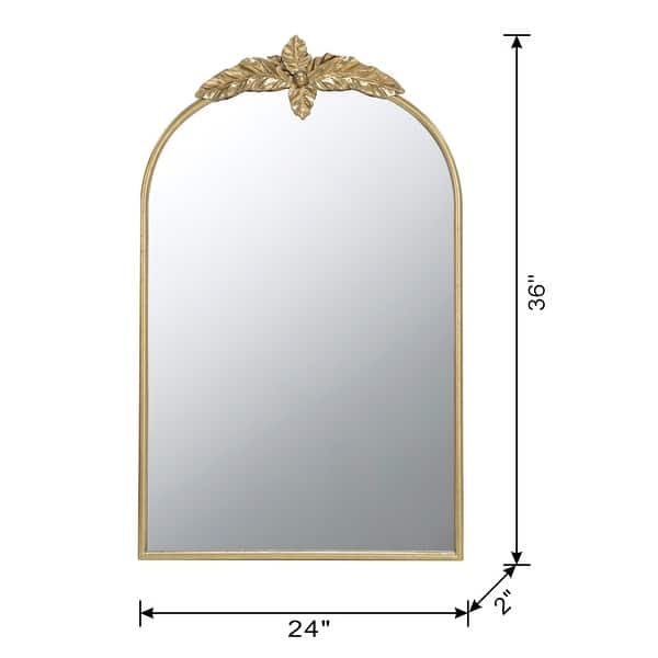 24" x 36" Arched Wall Mirror with Gold Metal Frame, Wall Mirror for